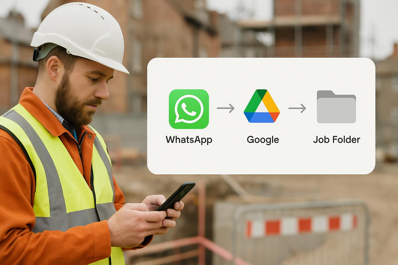 Auto-file WhatsApp photos straight into Google Drive job folders (no faff)