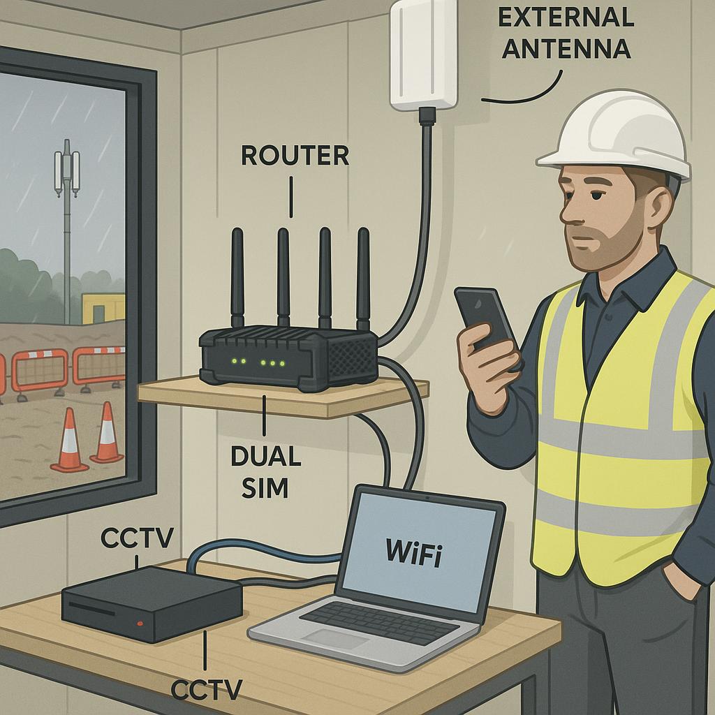 Construction site internet: 4G/5G router, external antenna and static IP setup that actually works