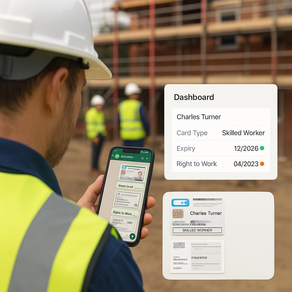 WhatsApp subcontractor compliance: fast setup that checks CSCS, right to work and insurance automatically
