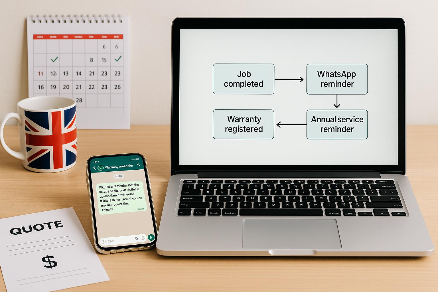 Set up WhatsApp warranty activation reminders that turn into annual service work